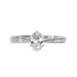 18ct White Gold Oval Diamond Solitaire Ring