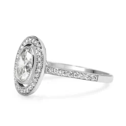 18ct White Gold Oval Diamond Halo Ring