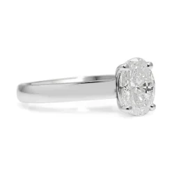 18ct White Gold Oval Diamond Solitaire Ring