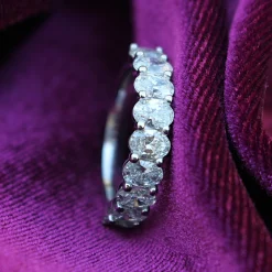 18ct White Gold Oval Diamond Band