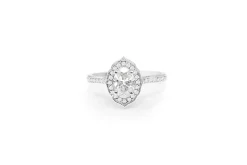 18ct White Gold Oval Vintage Style Halo Ring