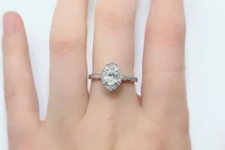 18ct White Gold Oval Vintage Style Halo Ring