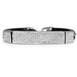 18ct White Gold Pavé Diamond and Neoprene Bracelet