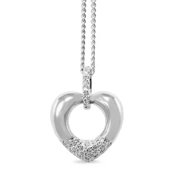 9ct White Gold Pavé Diamond Heart Pendant