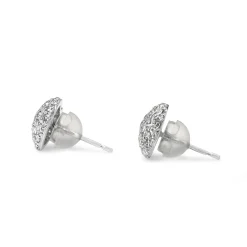 18ct White Gold Pavé Diamond Heart Stud Earrings