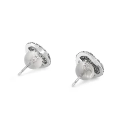 18ct White Gold Pavé Diamond Heart Stud Earrings