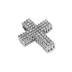 14ct White Gold Pavé Diamond Cross Pendant