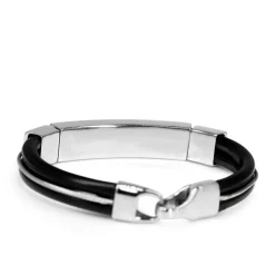18ct White Gold Pavé Diamond and Neoprene Bracelet