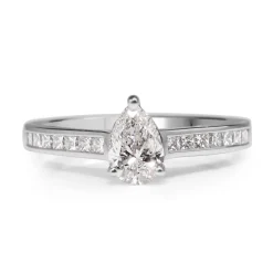 18ct White Gold Pear and Princess Cut Diamond Ring