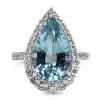 18ct White Gold Pear Aquamarine with Graduated Halo Diamond Ring