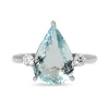 18ct White Gold Pear Aquamarine and Diamond 3 Stone Ring