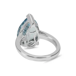 18ct White Gold Pear Aquamarine Solitaire Ring