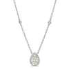18ct White Gold Pear Diamond Drop Halo Necklace