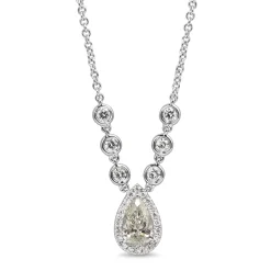 18ct White Gold Pear Diamond Halo Necklace