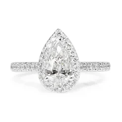 18ct White Gold Pear Diamond Halo Ring