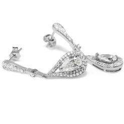 14ct White Gold Pear Diamond Drop Earrings