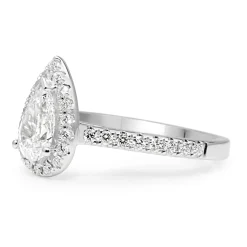 18ct White Gold Pear Diamond Halo Ring