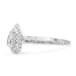 14ct White Gold Pear Diamond Double Halo Ring
