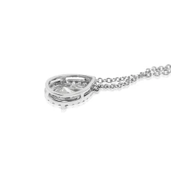 18ct White Gold Pear Diamond Drop Halo Necklace