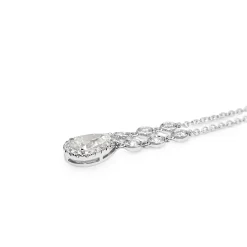 18ct White Gold Pear Diamond Halo Necklace