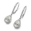 18ct White Gold Pear Halo Drop Earrings