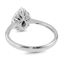 9ct White Gold Pear Sapphire and DIamond Halo Ring