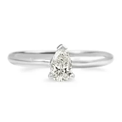 14ct White Gold Pear Shaped Diamond Solitaire Ring