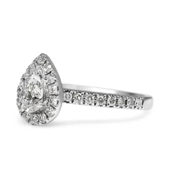 18ct White Gold Pear Shaped Diamond Halo Ring