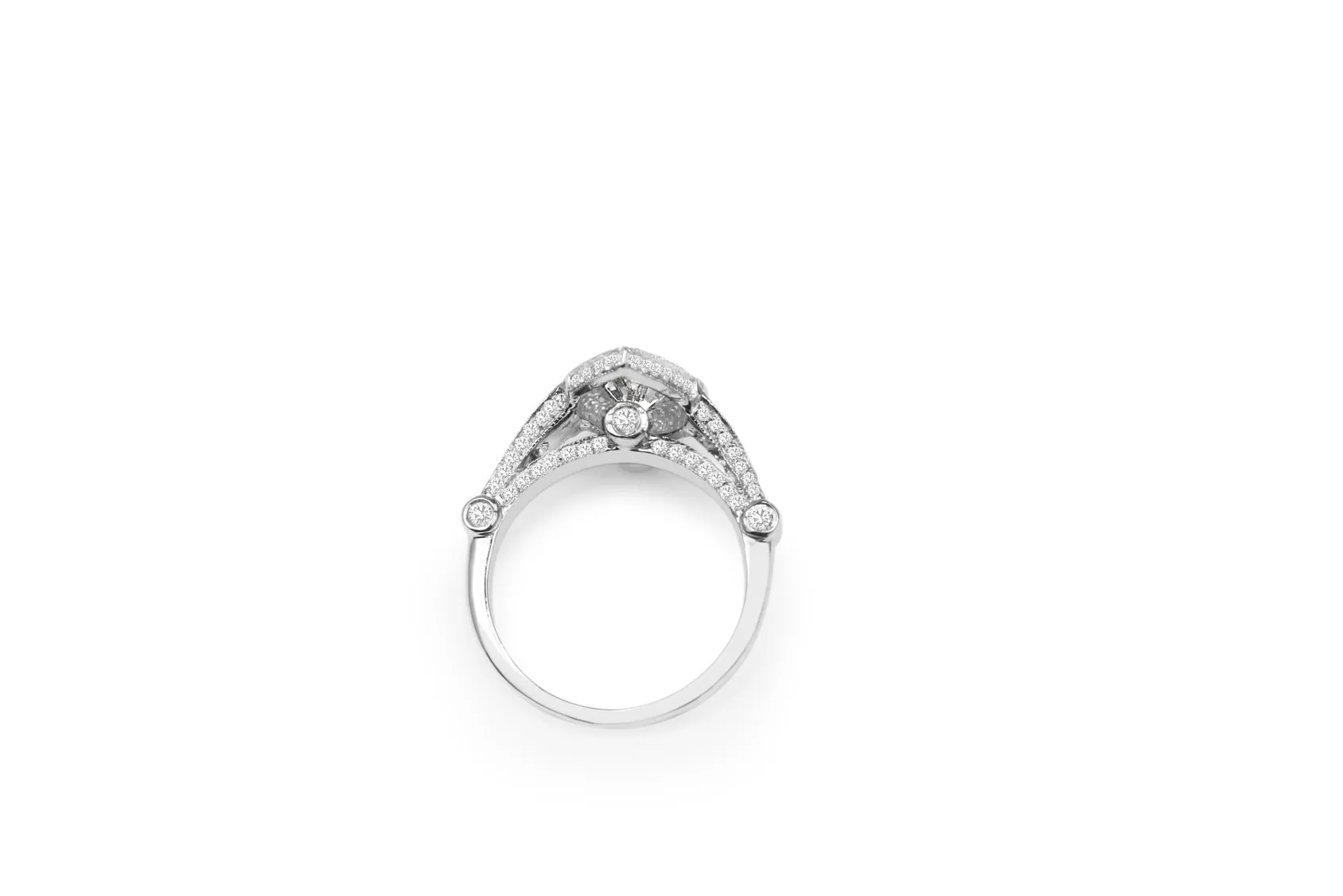 14ct White Gold Pear Shaped Cluster Ring