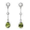 9ct White Gold Peridot and Pearl Drop Earrings