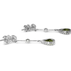 9ct White Gold Peridot and Pearl Drop Earrings