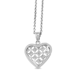 9ct White Gold Pierced Out Diamond Heart Pendant