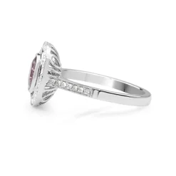 18ct White Gold Pink / Purple Sapphire and Diamond Halo Ring