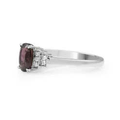 18ct White Gold Pink / Purple Sapphire and Diamond Ring
