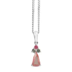 18ct White Gold Pink and Blue / Grey Sapphire Necklace