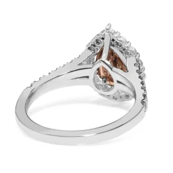 18ct White Gold Pink and White Pear Diamond Halo Ring