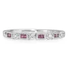 18ct White Gold Pink Sapphire and Diamond Deco Style Band