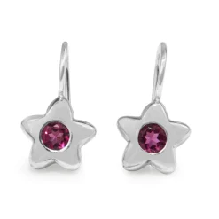 9ct White Gold Pink Sapphire Star Earrings