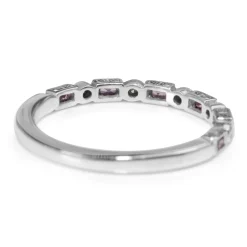 18ct White Gold Pink Sapphire and Diamond Deco Style Band