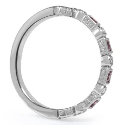 18ct White Gold Pink Sapphire and Diamond Deco Style Band