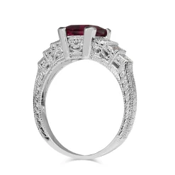 18ct White Gold Pink Tourmaline and Diamond Step Down Deco Style Ring