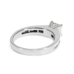 18ct White Gold Princess and Baguette Diamond Solitaire Ring