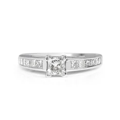 14ct White Gold Princess Cut Diamond Ring