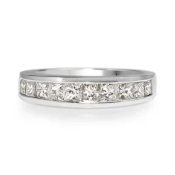 14ct White Gold Princess Cut Diamond Band