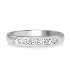 18ct White Gold Princess Cut Diamond Channel Set Band Ring
