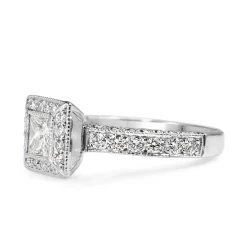 18ct White Gold Princess Cut Diamond Halo Ring