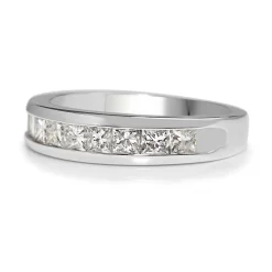 14ct White Gold Princess Cut Diamond Band