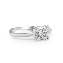 18ct White Gold Princess Cut Diamond Solitaire Ring