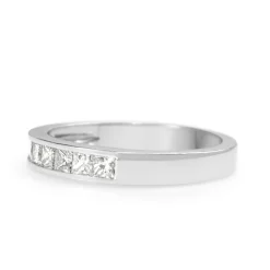 18ct White Gold Princess Cut Diamond Band