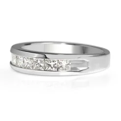 14ct White Gold Princess Cut Diamond Band